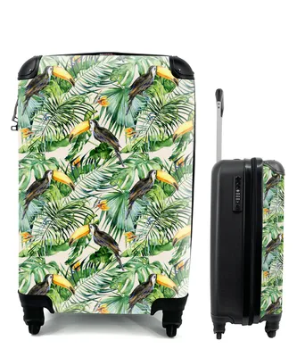 Produktbild von MuchoWow® Koffer Handgepäck Trolley Rollkoffer Kleine Reisekoffer mit 4 Rollen - Paradiesvogelpflanze - Tukan - Vogel - Cabin Size < 55x40x23 cm & 55x40x20 cm - Fotokoffer - Kabinenkoffer - Boardgepäck - Reise-Box - Reisekoffer - Reisegepäck - Koffer mit Bild - Trolley für Kinder