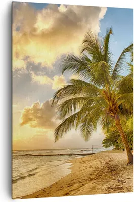 Produktbild von Bild auf Leinwand - Leinwandbild - Einteilig - Strand Meer Palme - 70x100cm - Wand Bild - Wanddeko - Wandbilder - Leinwanddruck - Wanddekoration - Leinwand bilder - Wandbild - PA70x100-3606