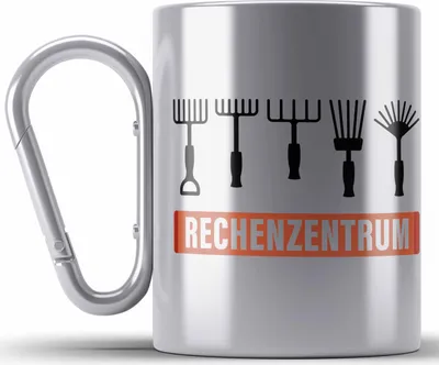 Produktbild von Trendation - Rechenzentrum Gärtner Edelstahl Tasse Karabiner mit Spruch Garten Hobbygärtner Geschenk Lustig (Silber)