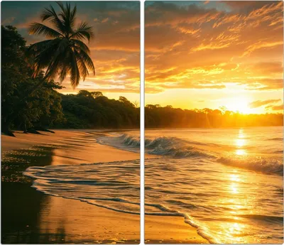 Produktbild von Spritzschutz Herdabdeckplatte Schneidebrett aus Glas Sonnenuntergang Strand 2-Teilig (60x52cm)