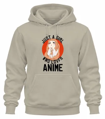 Imagen del producto de Una sudadera con capucha para chicas que aman el anime, con motivos de anime, manga y la palabra "otaku". Disponible en color natural