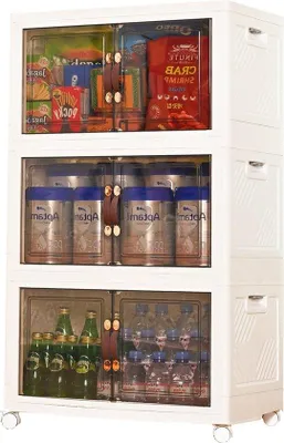 Obrázok produktu pre Plastová úložná krabica s vekom, 189 litrov, skladateľná, 3 ks, biela