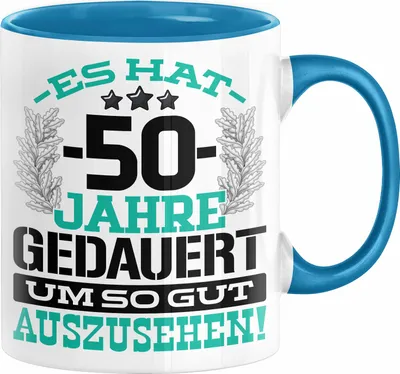 Produktbild von 50. Geburtstag Lustig Geschenk Männer Frauen Geschenkidee zum 50er Mann Frau Es Hat 50 Jahre Gedauert Um So Gut Auszusehen Mutter Vater (Blau)
