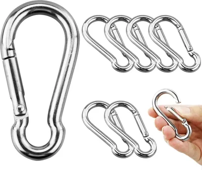 Produktbild von 8 Stück M8 Karabiner Edelstahl 304, Karabinerhaken Tragfähigkeit 250kg/550lb, Karabiner mit Federhaken für Rucksack, Camping, Reisen, Wandern (φ8x80mm)