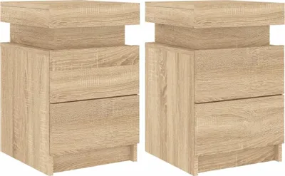 Obrázek produktu pro vidaXL Noční stolky s LED osvětlením 2 ks Dub Sonoma 35x39x55 cm