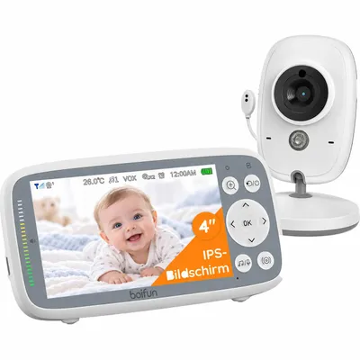 Productafbeelding van BOIFUN Babyfoon met camera, geen Wi-Fi, 4-inch 720P monitor, nachtzicht, geluidsdetectie, eenvoudig te gebruiken, 2-weg audio, temperatuurmeting, 3x zoom