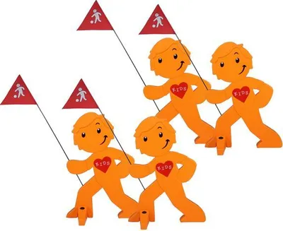 Produktbild von StreetBuddy - Warnfigur, Warnaufsteller, Warnschild Kindersicherheit Mehrfachset (Orange, 4er Pack)