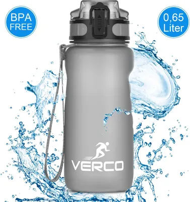 Image de 650 ml Bouteille d'eau Premium Sport Bouteille d'eau passoire sans BPA Eau, Gris