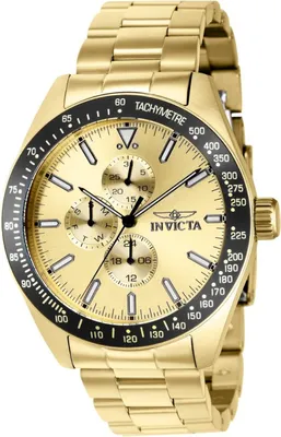 Obrázok produktu pre Invicta Aviator 38970 Pánske Hodinky - Quartz Pohon - Nerezová Oceľ so Zlatým Ciferníkom - 45 mm