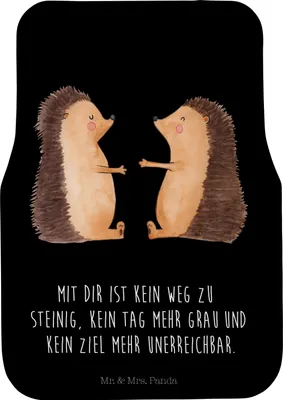 Produktbild von Mr. & Mrs. Panda Auto-Fußmatte Igel Liebe - Schwarz - Geschenk, Auto Fußmatte, Freundin, Autoteppich, Hochzeit, Hochzeitstag, Jahrestag, Automatte, Fürs