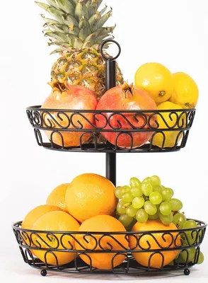 Produktbild von Chefarone Obst Etagere 30 cm - Obstschale für mehr Platz auf der Arbeitsplatte - Etageren mit Obstschalen - dekorativer Obstkorb (schwarz)