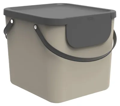 Produktbild von Rotho Mülltrennsystem 40L Albula - Mülleimer 40,0 x 35,8 x 34,0 cm - Abfalleimer Kunststoff mit Griffen - Müllbehälter mit Deckel und Aufklebern