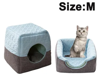 Produktbild von s Katzenbett für Katzen/Kätzchen/kleine Hunde, Höhlenbett mit abnehmbarem Kissen und Decke, faltbar, für drinnen und draußen