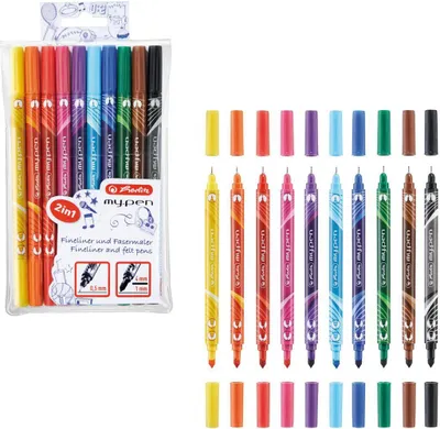 Produktbild von Herlitz 11367232, 10 Stück(e), Schwarz, Blau, Braun, Grün, Orange, Pink, Violett, Rot, Gelb, Feine Spitze, Mehrfarbig, Multi, Rund