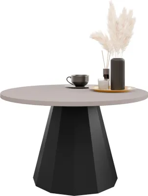 Produktbild von MIRJAN24 Couchtisch Elipse, Wohnzimmer Kaffeetisch, Beine und Seiten aus Stahl (Farbe: Schwarz / Cashmere)