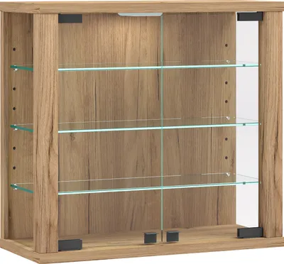 Produktbild von VitrosaS Vitrinenschrank wandhängend 2 Türen Eiche Nachbildung.