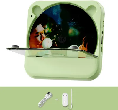 Produktbild von ZELURXX CD Player, Tragbar, multifunktional, Bluetooth 5.1, USB Modus, Musikplayer, geeignet zum Abspielen von Alben, 13,5 x 13,5 x 5,3 cm, Grün