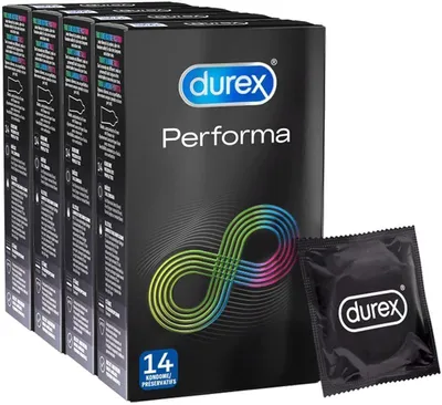 Produktbild von durex Kondome Performa 600 Latex Kondome mit Gleitmittel,verzögert Orgasmus 56mm Spar Packung,XXL Kondom-Set,Verhütungsmittel Überzieher Präservativ
