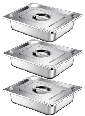 Paneerschalen Set 3-teilig, Edelstahl, GN 1/2, 32,5x26,5x6,5 cm