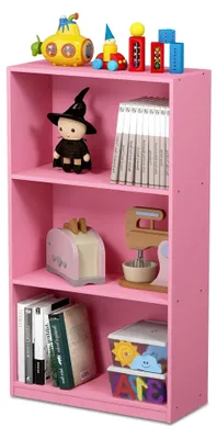 Produktbild von Bücherregal mit 3 Fächern, Aufbewahrungsregal, Holz, Rosa, 23,5 x 55,25 x 100,33 cm