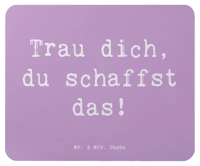 Produktbild von Mr. & Mrs. Panda Mauspad Spruch Angst überwinden - Lavendeltraum - Geschenk, du schaffst das, Trost, mausteppich, Herausforderung meistern, Mousepad, Trau dich, Mouse Pad