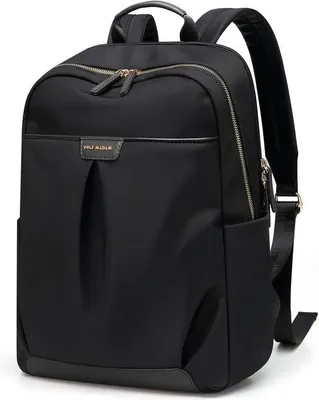 Obrázek produktu pro Uniqoos® Batoh na notebook 15 palců – moderní unisex batoh, rozměry 30 x 40 x 14 cm (16,3 l), voděodolný nylon s umělou kůží, polstrovaná přihrádka na notebook, černý