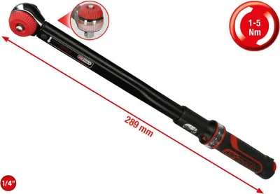 Produktbild von KS TOOLS 1/4" ERGOTORQUE®presný račňový momentový kľúč s otočným gombíkom, 1-5Nm ( 516.1402 )