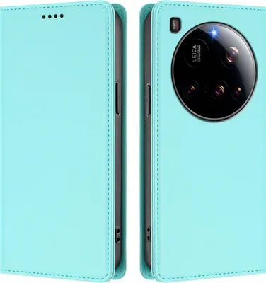 Produktbild von Handyhülle für Xiaomi 15 Ultra, Kunstleder Klapphülle Stoßfeste Magnetische Hülle mit Ständer Türkis