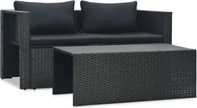 Immagine prodotto di vidaXL Set di 6 pezzi da giardino con cuscini in polirattan nero