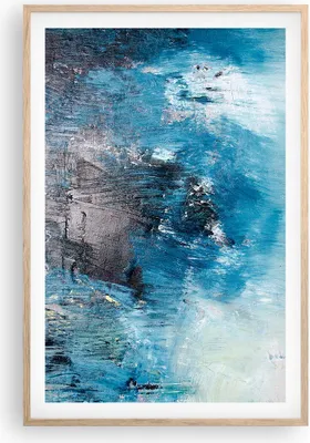 Produktbild von Gerahmtes Poster - Rahmen in heller Eiche - Abstraktion Blau Schwarz - 61x91,5 cm - Wand Bild - Wanddeko - Wandbilder - Wandposter - Bilderrahmen - Bilder - Kunstdruck - Wandbild - P2NPA61x91-4155