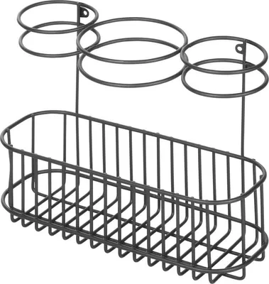Produktbild von mDesign Fönhalter Ablage Organizer Aufbewahrung Wandmontage Metall Schwarz