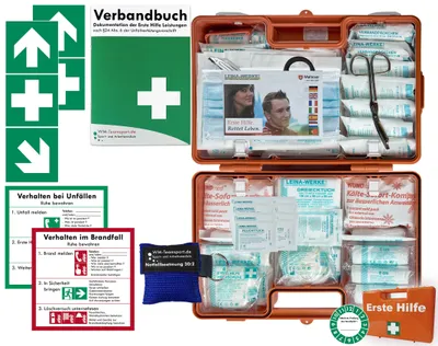 Produktbild von Verbandskoffer (G) Typ N -Paket 1- Erste Hilfe nach aktueller DIN 13169 für Betriebe -DSGVO- INKL. PERFORIERTEM VERBANDBUCH + Notfallbeatmungsh