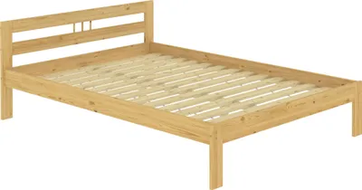 Produktbild von Holzbett Kiefer natur Massivholz 120x200 Jugendbett Einzelbett mit wählbarem Zubehör V-60.64-12, Ausstattung:Rollrost inkl.