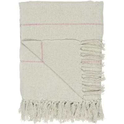 Produktbild von IB Laursen Plaid Creme mit Pink Streifen 130x160 Wolldecke Decke Baumwolle