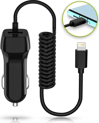 Produktbild von Auto Ladekabel für Apple iPhone 8 / Plus Ladegerät Lightning Kfz Lade Car Kabel, Farbe:Schwarz
