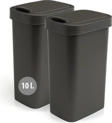 Produktbild von Mülleimer 10l mit Deckel, 2er Set Schwingdeckel, 2x10 l