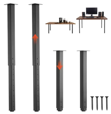 Image de VEVOR, lot de 4 pieds de table, pieds de meuble réglables en hauteur de 60 à 100 cm, pieds de table supportant jusqu'à 544 kg, pied télescopique en acier au carbone, pour bureaux, tables basses, tables à manger, établis, forme carrée