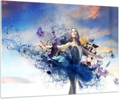 Produktbild von Bilder auf glas - Ballerina Tänzer Tüll Kleid - 100x70cm - Glasbilder - Wandbilder - Kunstdruck - zum Aufhängen bereit - Wanddekoration aus Glas - Glas Bilder - Wandbild auf Glas - GAA100x70-2624