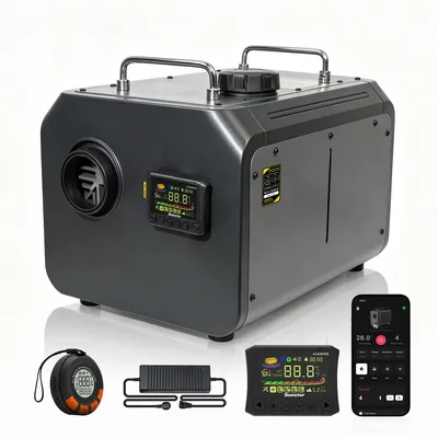 Produktbild von 9KW Diesel‑Luft‑Standheizung 12V‑24V DC 110‑240V AC mit WIFI Bluetooth APP, LCD‑Display, CO‑Überwachung, Höhenmodus für LKW, Wohnmobil, Camper