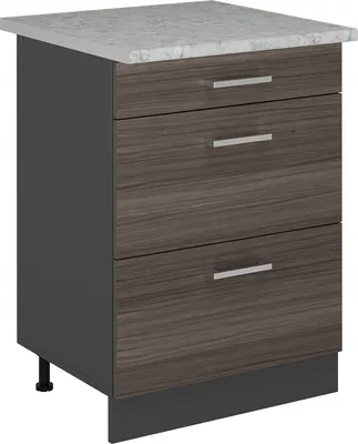 Produktbild von Küchenunterschrank Vicco R-Line Edelgrau 60 cm mit Schubladen, AP Marmor, Model 54103