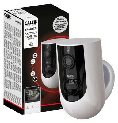 Produktbild von Calex Smart Akku-Kamera, 2K, Bewegungserkennung, WiFi, wasserdicht, Weiß