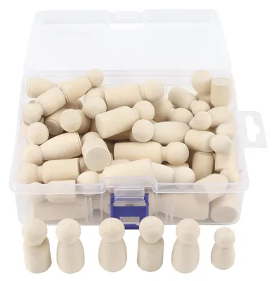 Imagen del producto de 150 muñecos de madera con pinceles y pintura: kit de manualidades para hacer tú mismo