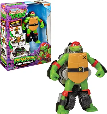 Produktbild von TORTUGAS NINJA Transformierbare Actionfigur in Fahrzeug, verwandelt Raph in EIN Motorrad mit 2 Rädern, 2 Puppen zum Sammeln, bewegliche Figuren, berühmt (TU845100)