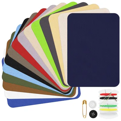 Bügelpatches, 15 Stück, Baumwolle, 15 Farben, 10,5x7,5 cm