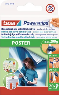 Produktbild von tesa Powerstrips Poster Traceless odnímateľný aj pre obrázky a plagáty