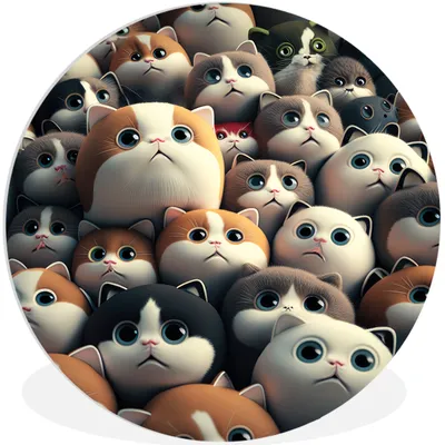 Produktbild von MuchoWow® Rundes Wandbild - Runde Bilder Katze - Haustiere - Katze - Braun - Grau - Kinder Ø 90 cm Kreis Wanddekoration Kunststoff - Wandkreis - Wandschmuck - Wand-Kreis - Wohnzimmer - Bild - Runde - Wanddeko - Dibond - Kunstdrucke