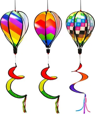 Produktbild von Famanu Windspinner Set 3er Pack Regenbogen - Dekorative Heißluftballons