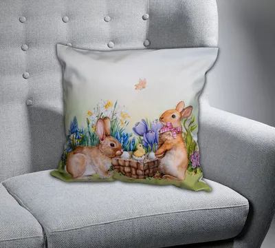 Produktbild von Dekokissen Kissenbezug Druck Osterhase Ostern Frühling 40 x 40 cm Kissenhülle