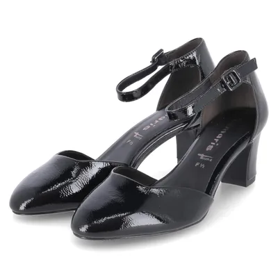 Produktbild von Tamaris Damen Pumps Spangenpumps Schwarz Synthetik Lack vegan Größe: 39