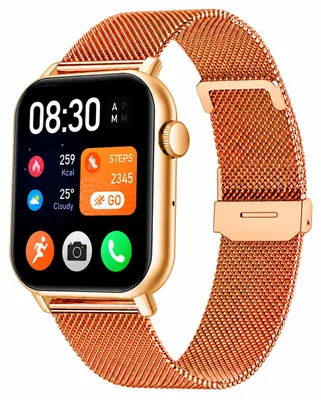Produktbild von Siltcon Smartwatch Pro Herren und Damen mit Telefonfunktion – 1,85 Zoll AMOLED, 123 Sportmodi und Schrittzähler – 4 Armbänder – Gold